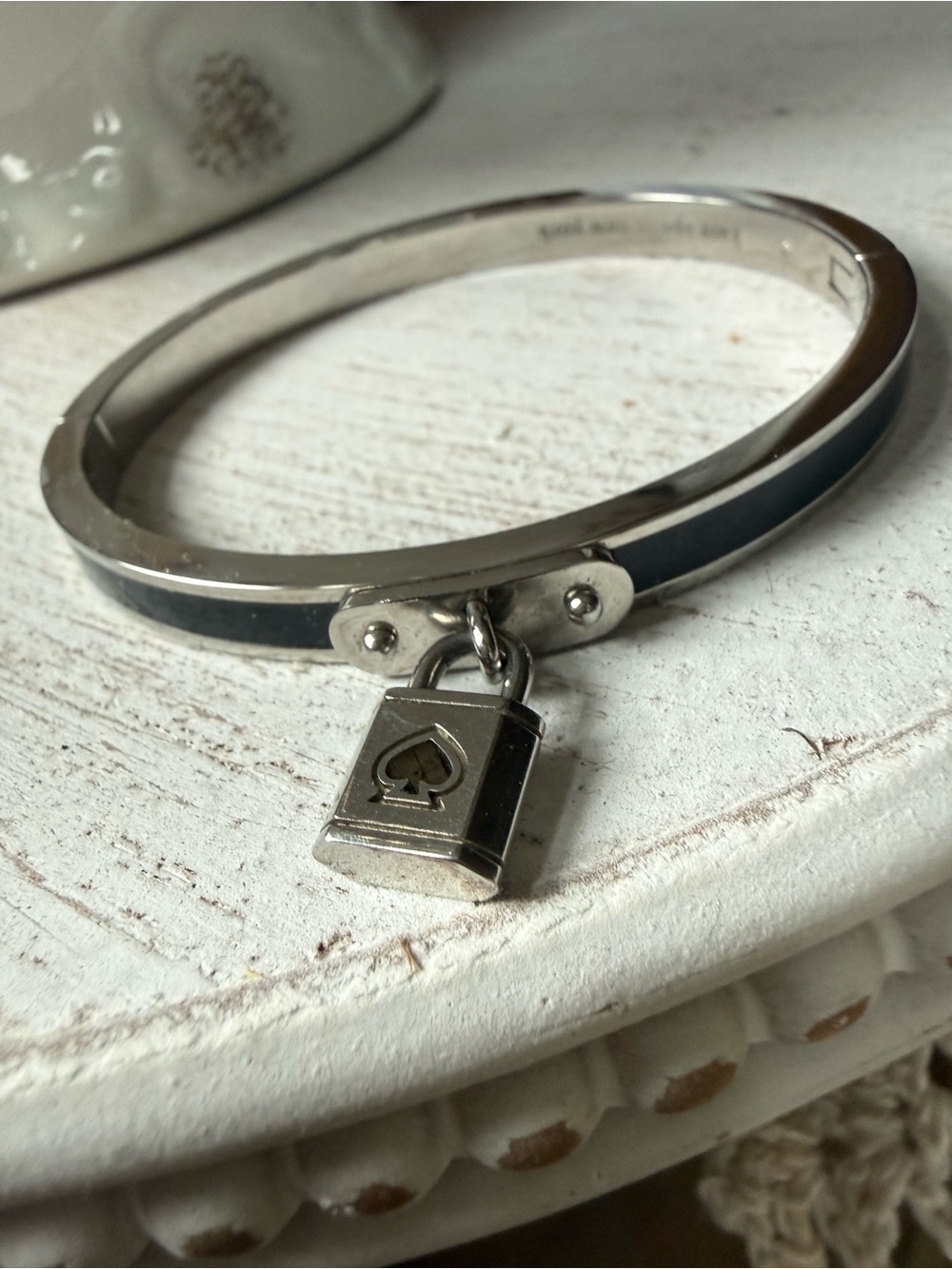 kate spade Silver and Navy Hinge Bangle Bracelet